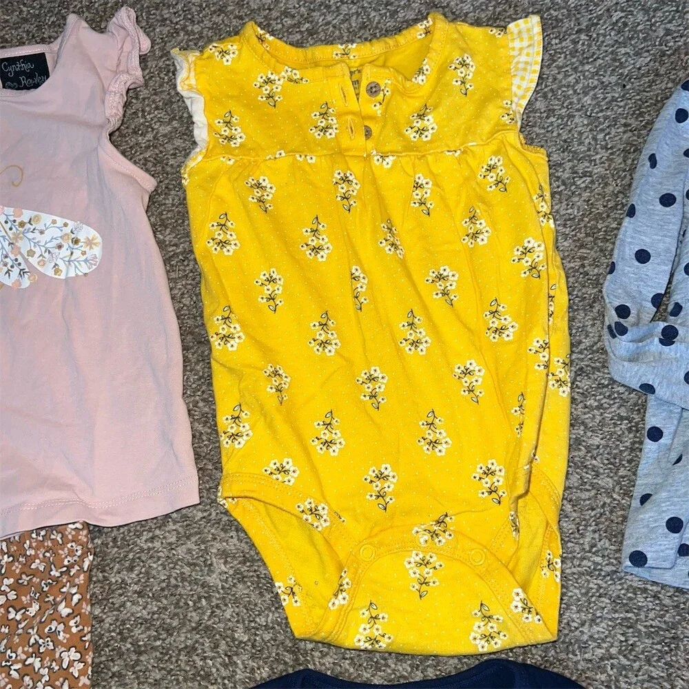 Girls 24M Clothing Bundle 6pc Carter's Cat & Jack Tops Dresses Leggings